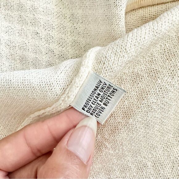 Vintage St. John Cream Knit Open Cardigan with Subtle Gold Details Size 6 - Picture 7 of 7